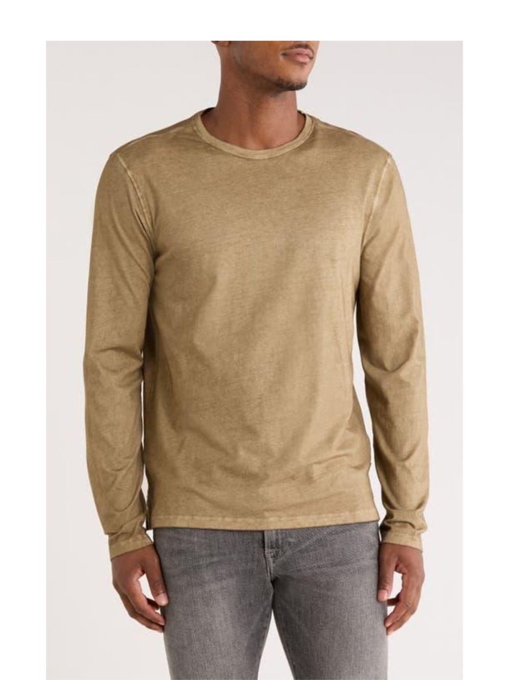 John varvatos Men's Long Sleeve Crewneck Shirt in Khaki XL - Picture 1 of 8